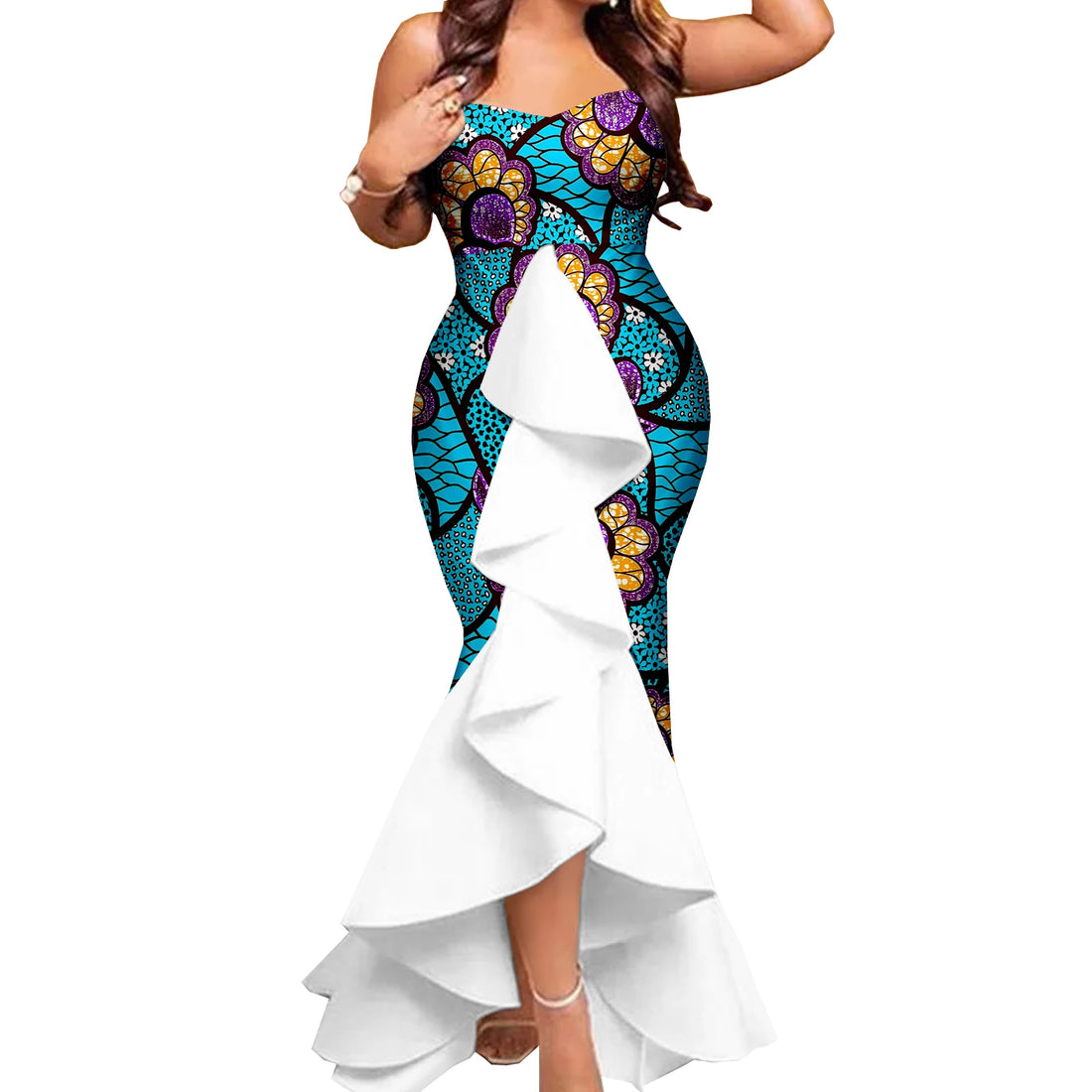 Dashiki African Women Mermaid Dresses Matching Men Outfits