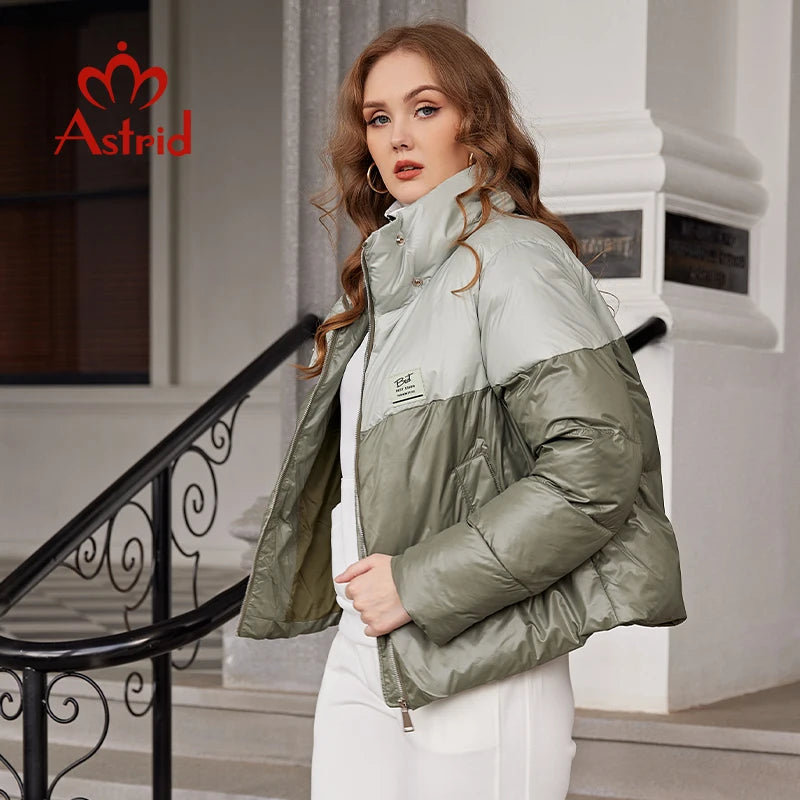 Astrid 2022 Winter Women's Coat Women Parka Fashion Warm Jacket Casual Contrast Color Stitching Loose female clothing Design
