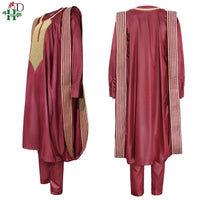 Men's Red Agbada Suit – Embroidered Robe
