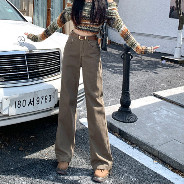 Brown High Waist Retro Jeans