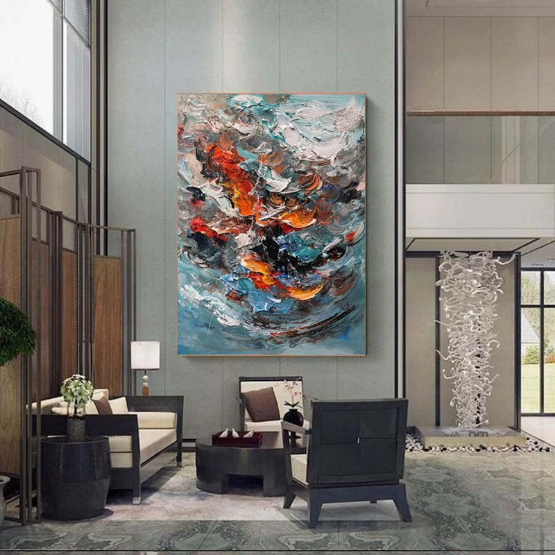 Large Colorful 3D Texture Handmade Oil Painting Original Abstract For Living Room