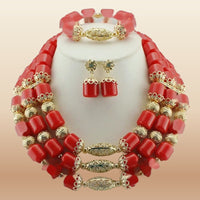Nigerian Resin Coral Beads - Modern Bridal in Red