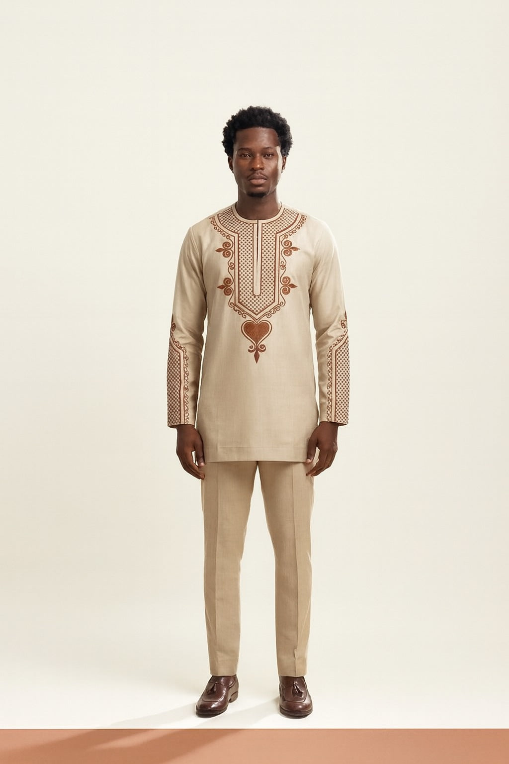 Gold Printed Casual Set - Men's 2-Piece Style