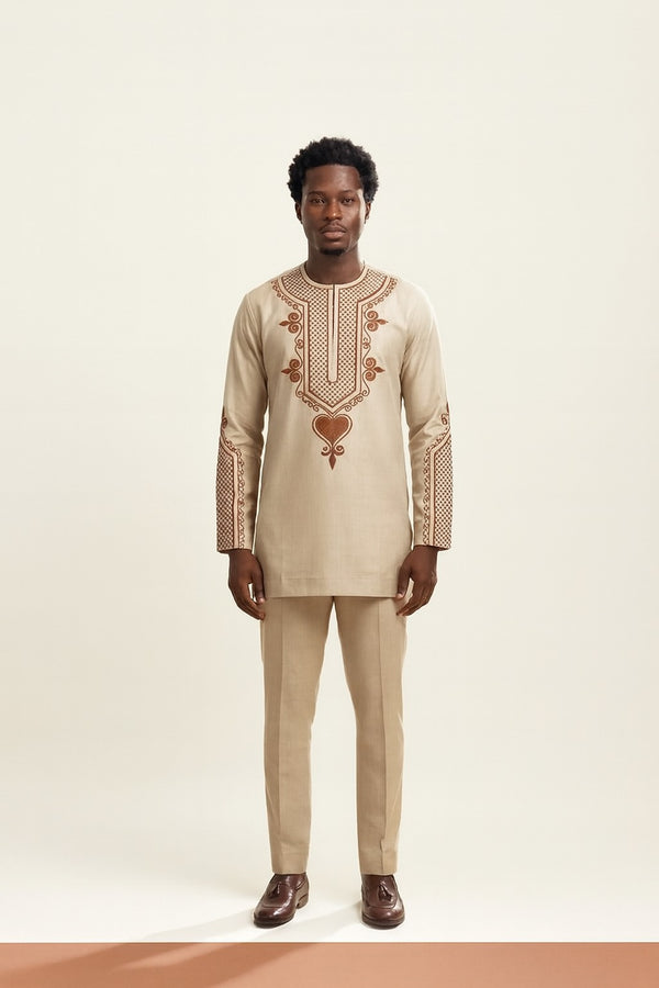 Gold Printed Casual Set - Men's 2-Piece Style