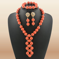 Nigerian Resin Coral Beads - Modern Bridal in Coral 5