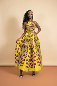African Print Summer Dress - Vibrant Outfit Style in Yellow / S / United States