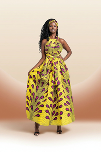 African Print Summer Dress - Vibrant Outfit Style in Yellow / S / United States