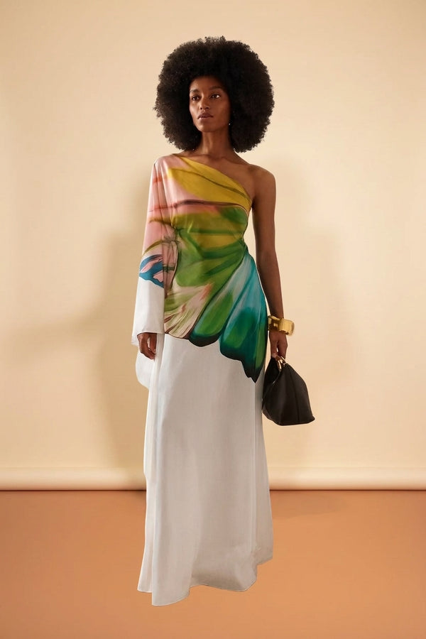 One-Shoulder Floral Maxi Dress - Evening Elegance - view 2