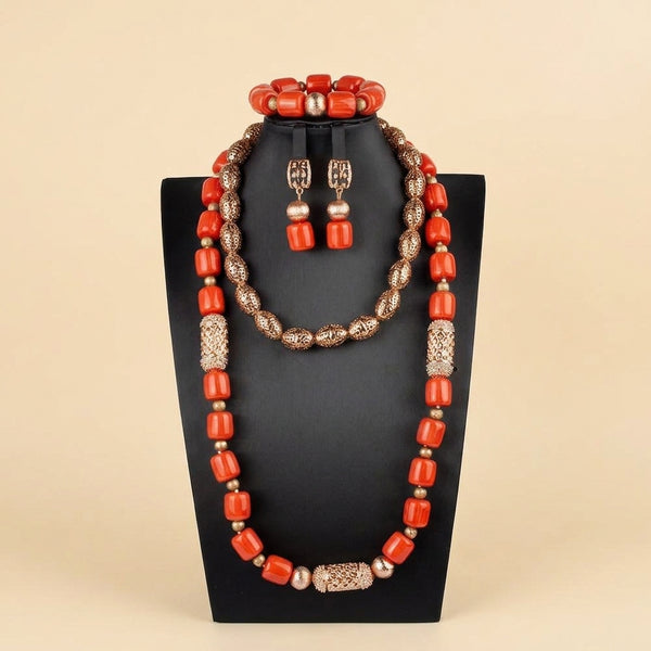 Traditional Nigerian Coral Beads - Grand Bridal in Coral 4