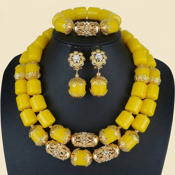 Nigerian Wedding Bead Set - Premium Multi-Layer in Amber 1