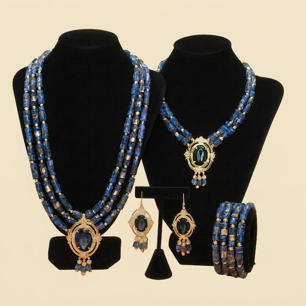 Premium Coral Bead Jewelry - African Bridal Luxe in Blue 3