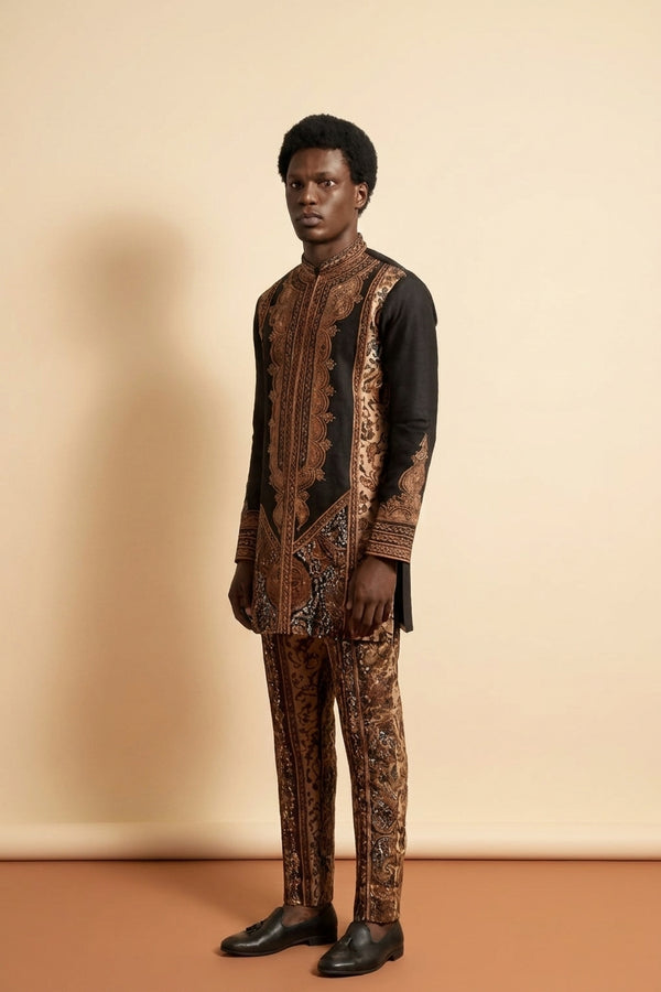 African Paisley Print Men's Kaftan Set - 2-Piece Top & Trousers - view 2