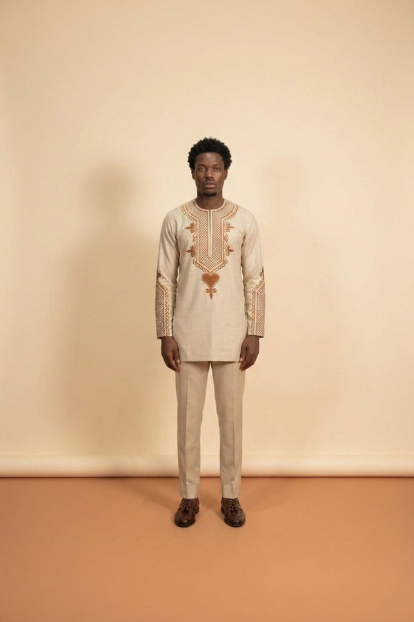Gold Printed Casual Set - Men's 2-Piece Style - view 2