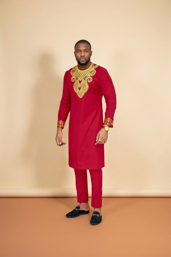 Printed Casual Set - Men's Street 2-Piece Style in Red