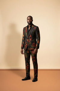 Black Jacquard 2-Piece Suit - Men's Slim Double - view 4