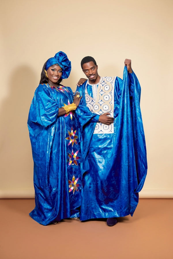 African Couple Set - Blue Embroidered - view 2