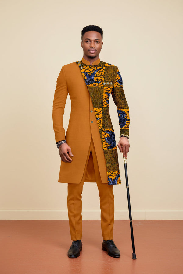His and Hers Matching Ankara Outfit, His Ochre Ankara - ARINZE