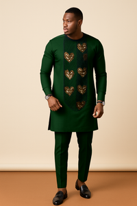 His & Hers Ankara Gown and Shirt Set