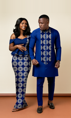 His & Hers Ankara Gown and Shirt Set