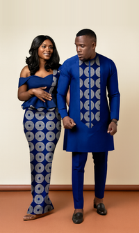 His & Hers Ankara Gown and Shirt Set