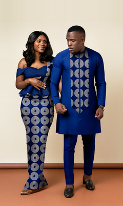 His & Hers Ankara Gown and Shirt Set