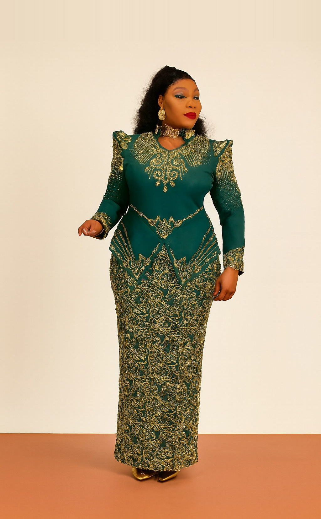 Green Sequin Evening Gown