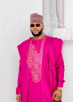 Men's Bazin Kaftan Set – Shoulder Embroidery
