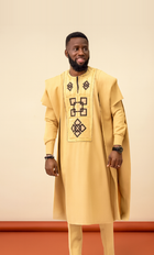 Men's Yellow Embroidered 3-Piece Set