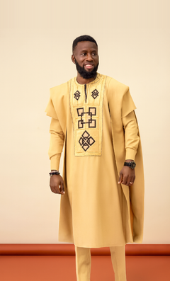 Men's Yellow Embroidered 3-Piece Set