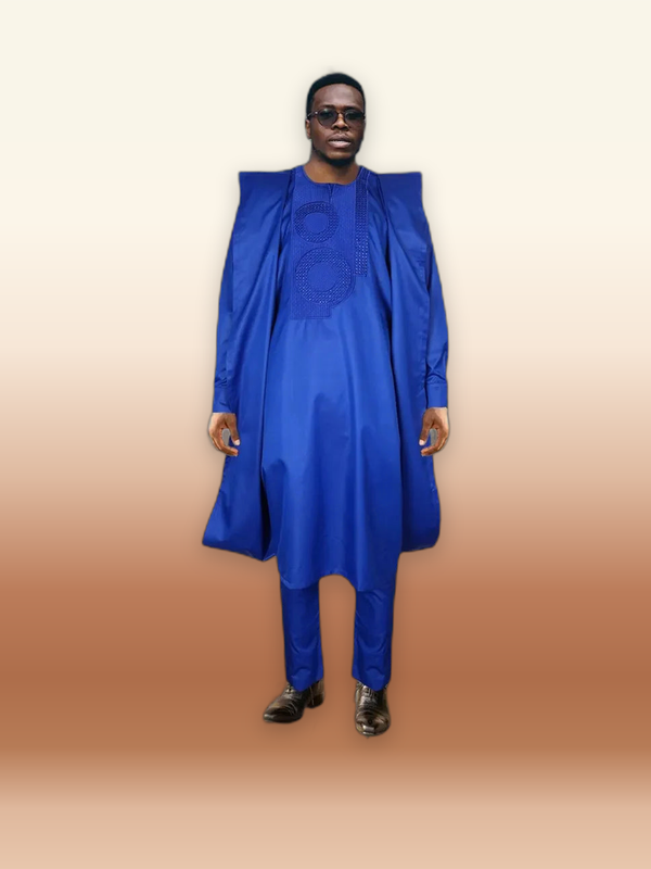 Men's Dashiki Robe Set – Embroidered 3-Piece