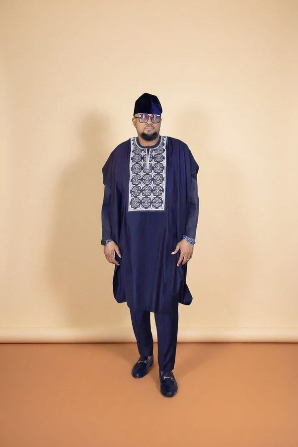 mens dashiki robe set embroidered 3 piece