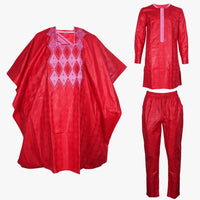 His & Hers Agbada Set – 3-Piece Bazin