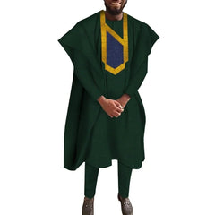Men's Dashiki Robe Set – 3-Piece Embroidered