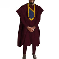 Men's Dashiki Robe Set – 3-Piece Embroidered