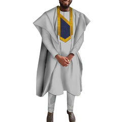 Men's Dashiki Robe Set – 3-Piece Embroidered