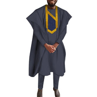 Men's Dashiki Robe Set – 3-Piece Embroidered