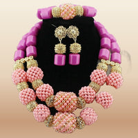 African Bead Jewelry Set - Statement Accessory in Pink