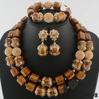 Nigerian Wedding Bead Set - Premium Multi-Layer in Brown 2