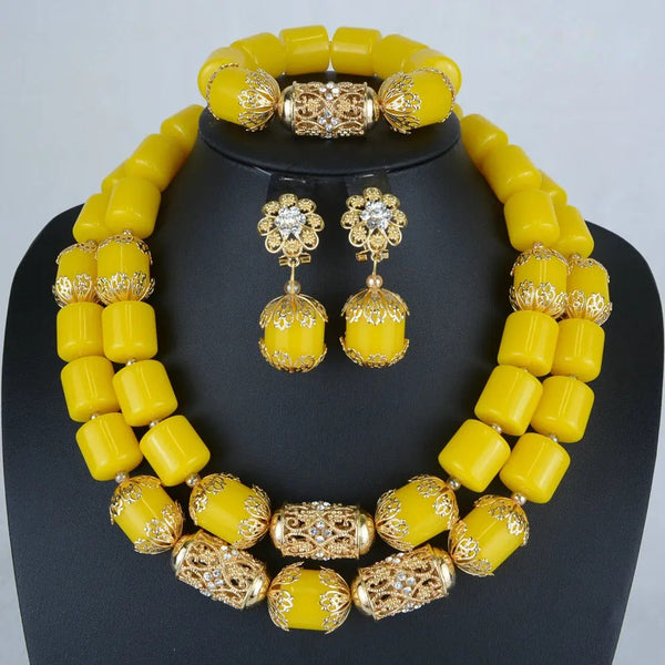 Nigerian Wedding Bead Set - Premium Multi-Layer in Amber 1