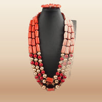 Golden Nigerian Coral Beads - Statement Bridal in Coral 5