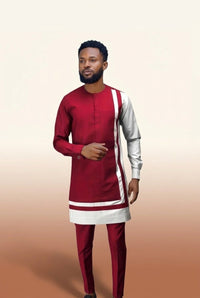Men's Long-Sleeve Smart Set - Earth Tone Edition in Burgundy