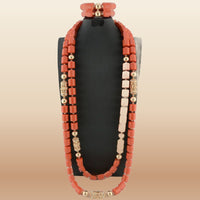 Dubai African Bead Jewelry Set - Gold Wedding in Coral 10