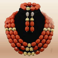 Traditional Nigerian Coral Beads - Grand Bridal in Coral 9