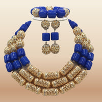 Nigerian Wedding Bead Set - Premium Multi-Layer in Royal Blue 4