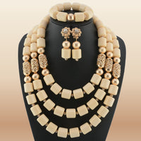 African Bead Jewelry Set - Statement Accessory in Ivory 5