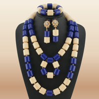 Nigerian Resin Coral Beads - Modern Bridal in Navy Blue 1