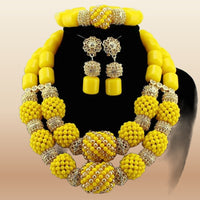 African Bead Jewelry Set - Statement Accessory in Gold
