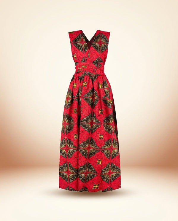 African Print Summer Dress - Vibrant Outfit Style in Red