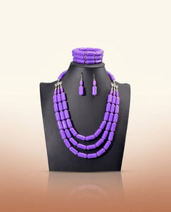 Nigerian Wedding Beads - Colorful Bridal Set in Purple