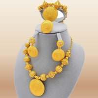 African Gold Bead Jewelry - Party Statement Set in Gold 5
